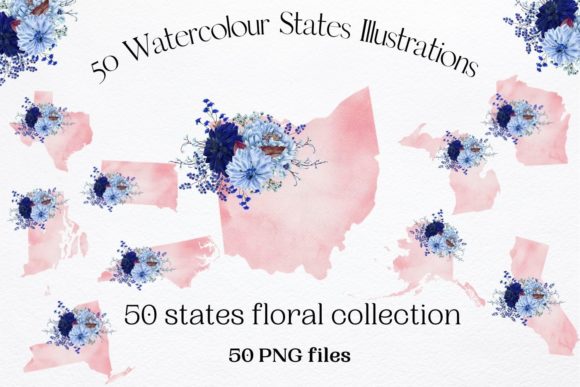 50 Watercolour States Collection Graphics and Illustrations Review