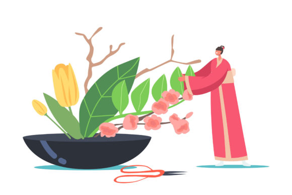Asian Culture and Art Japanese Ikebana Graphics and Illustrations