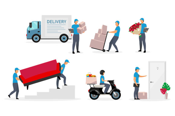 Delivery Service Illustrations Set: Graphics and Illustrations for Sellers