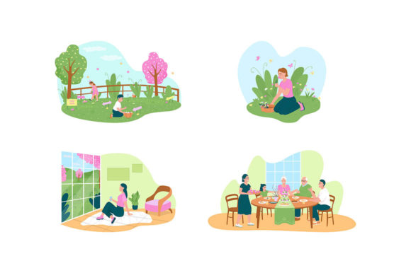 Easter Celebration 2D Vector Web Banner Graphics and Illustrations