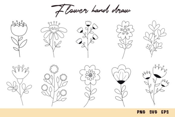 Hand Drawn Romantic Flower Bundle Graphics and Illustrations Review