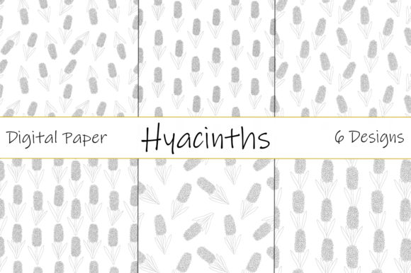Hyacinth Flowers Black and White Pattern Graphics