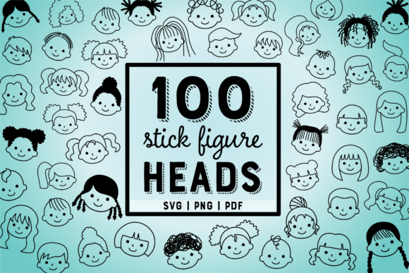 Kids Head Stick Figures Line Art Review