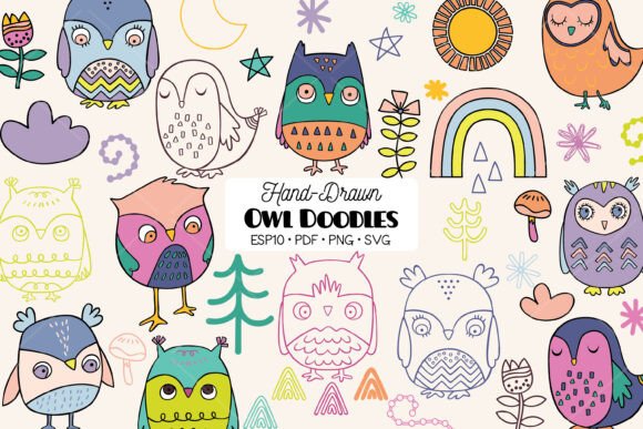 Owl Color Doodle Rainbow, Moon, Flower Review