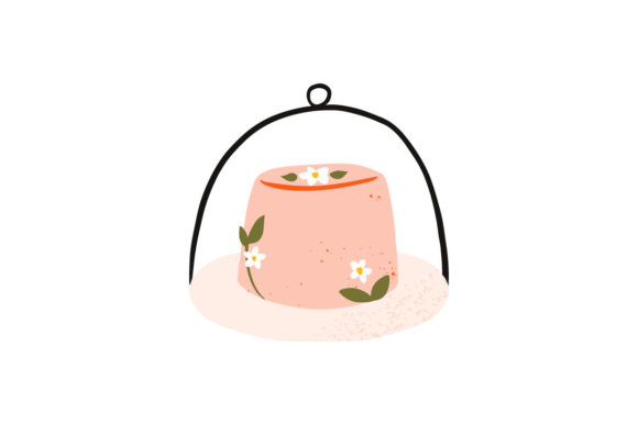 Pastry Cake Flower Glass Dome Lid Vector Graphics and Illustrations Review