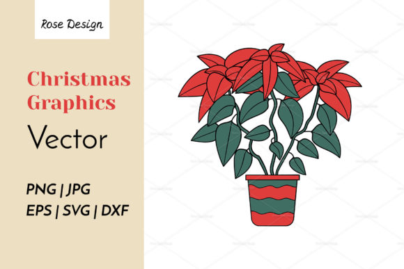 Potted Poinsettia Christmas Plant SVG Graphics and Illustrations Review