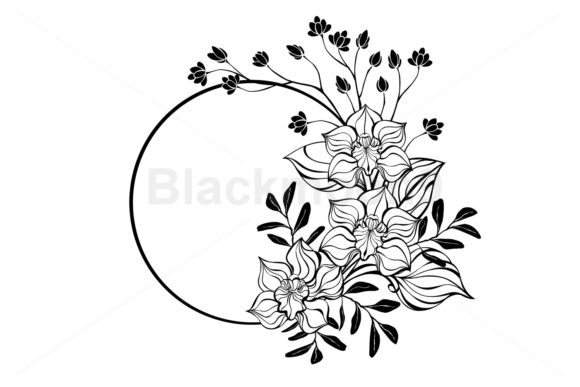 Round Frame with Orchids Graphics and Illustrations Review