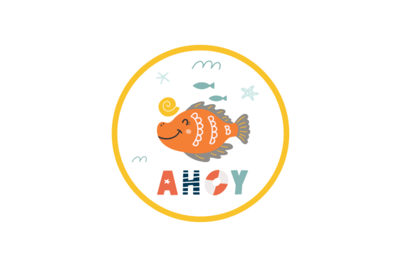 Sea Theme Stickers - Fish Svg Ocean Graphics and Illustrations