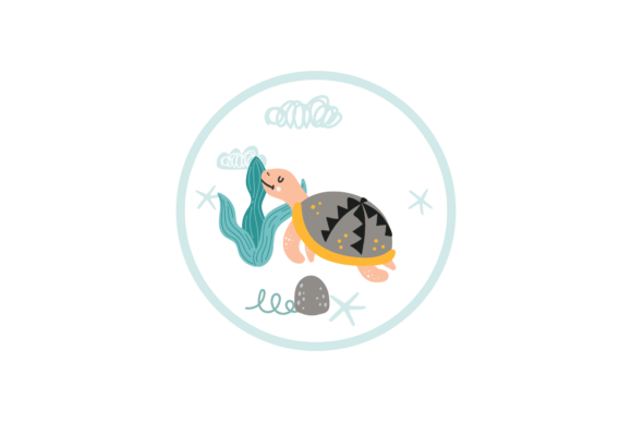 Sea Theme Stickers - Turtle Svg Ocean Graphics and Illustrations Review