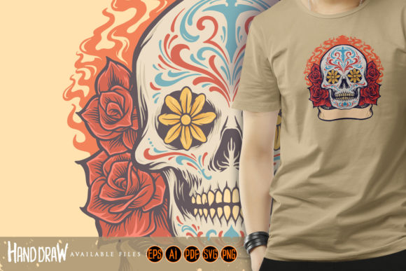 Sugar Skull Dia De Los Muertos with SVG Graphics and Illustrations