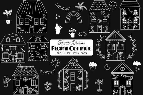 White Spring Cottage House, Flower Plant Graphics and Illustrations Review